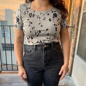 Vintage silver floral t-shirt